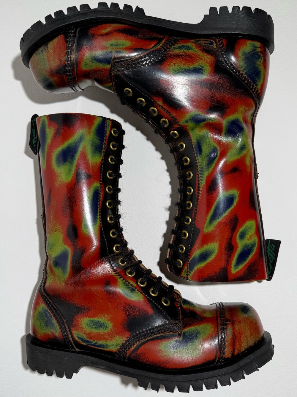 Vintage Getta Grip England Thermal Rainbow Hot Spot Acid Leather Boots UK 5
